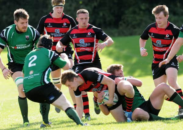 Rainey are pinned back by City of Derry during Saturday's opening AIL clash at Hatrick Park.INMM3914-403