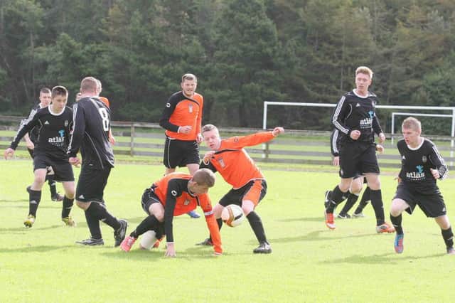 Action from West Bann Athletic's win over Ballyrashane on Saturday.