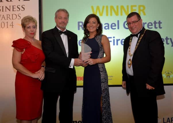 Winner of the Young Business Person of the Year at the 2014 Larne Business Awards went to Rachael Garrett. INLT 39-152-GR