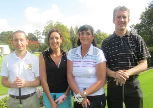 The 2014 Cooper Rosebowl finalists at Lisburn Golf Club. (L-R): David Bolas, Alison McKnight and winners Julie Robinson and Glenn Walsh.