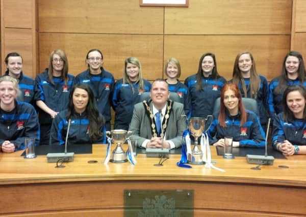 Lisburn Ladies were invited to meet the Mayor of Lisburn Andrew Ewing in recognition of their fantastic league and cup double winning 2014 season.