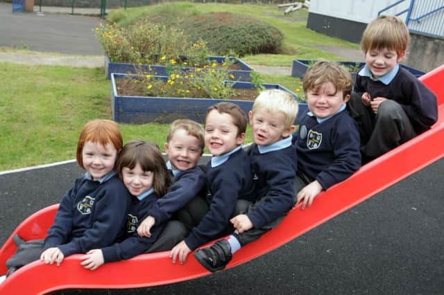 PLAYTIME. P1 pupils at St Brigid's PS Cloughmills, who were having fun on their play area.INBM40-14 005SC.