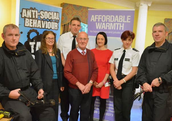 PSNI officers and members of Ballymena PCSP who attended the launch  of a new initiative to tackle drug supply and antisocial behaviour in the private rented sector which was held in Leighinmohr House Hotel INBT 39-907H