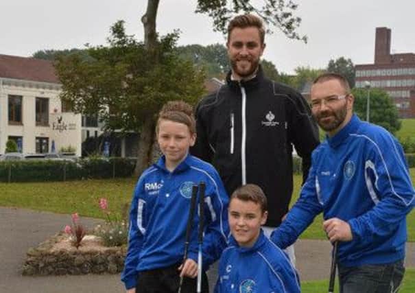 Northend players Robert McCluney  and Aaron Campbell with coach Brian McCluney highlight Northend's forthcoming Golf Fundraising Day at Galgorm Golf Club on Sunday, October 5