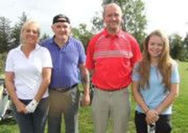 The finalists in Banbridge Golf Club's Mixed Foursomes Matchplay (L-R): Beaten finalists Cecil Wilson and Karen Heslip alongside winners Rory Madeley and Megan Whan.