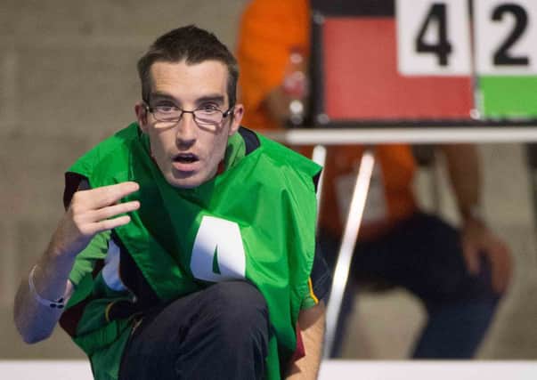 Team Ireland's Darren McClatchey, from Banbridge, and a member of Banbridge Special Olympics Club, competing at the Bocce singles event in the Antwerp Expo. 2014 Special Olympics European Games. Picture credit: Ray McManus / SPORTSFILE