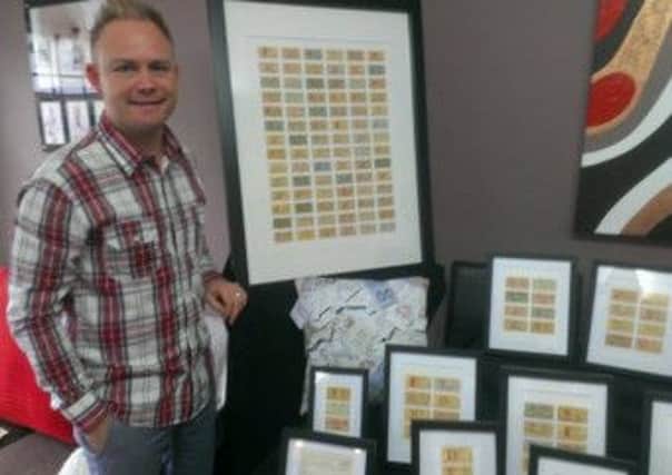 James Swan with some of the framed rail tickets.  INCT 40-735-CON