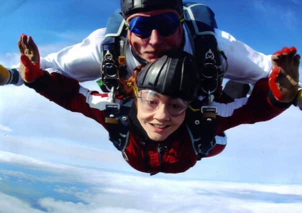 St. Louis Grammar School pupil Cara Smyth pictured during her sponsored skydive raising money for Habitat for Humanity.