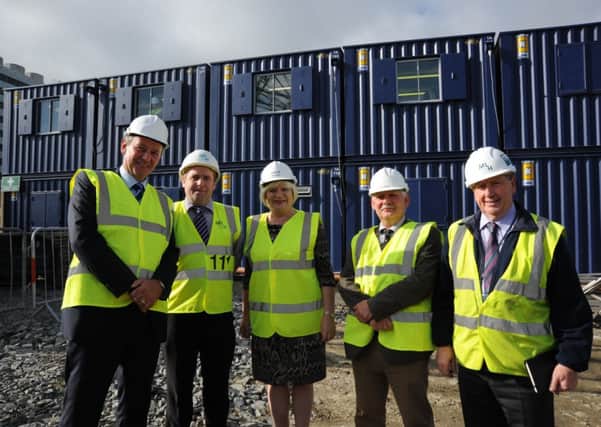 Pictured at the site of the new Radiotherapy Unit, Altnagelvin Hospital from left to right: Richard Pengelly, Permanent Secretary, DHSSPSNI; Liam Clarke, Contracts Manager, McLaughlin and Harvey; Elaine Way, CBE, Western Trust Chief Executive; Alan Moore; Western Trust Director of Strategic Capital Development and Gerry McBrearty, Commissioning Engineer, Strategic Capital Development.