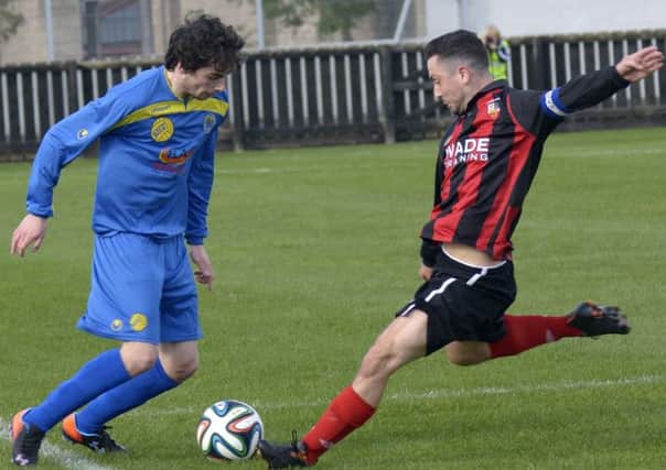 Banbridge Town's stand-in captain Mark Teggart in action against Moyola Park on Saturday. Edward Byrne Photography INBL1440-248EB