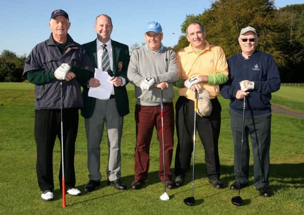 Jack Douglas, Phil Collins (Head Professional), Gary McWilliams, Sean McCormack and Andy McWilliams pictured during Professional's Day at Galgorm Castle Golf Club. INBT41-209AC