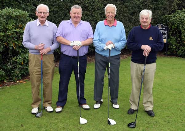 About to tee off at Ballymena Golf Club are (from right) Campbell Wade, Charles McCook, Frank O'Boyle and George Millar. INBT40-239AC