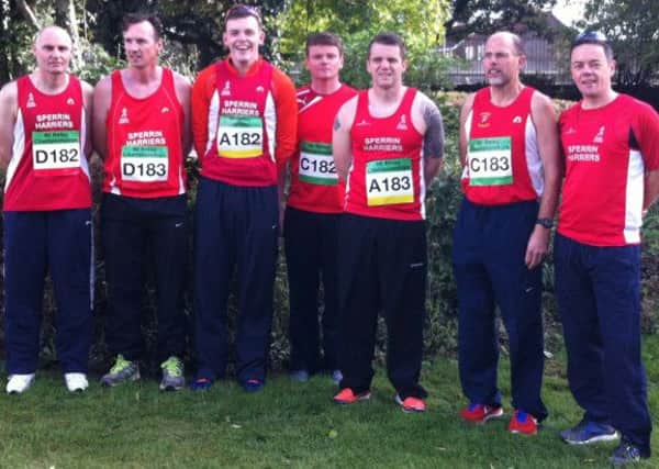 Sperrin Harriers Men who took part in the NI Relays Championships on Saturday