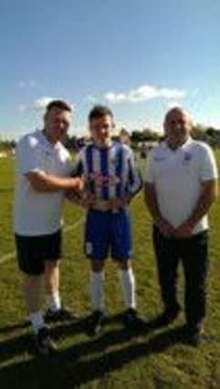 Matty Smyth was awarded Moneyslane Reserves' Player of the Month for September by the Moneyslane Supporters' Club.