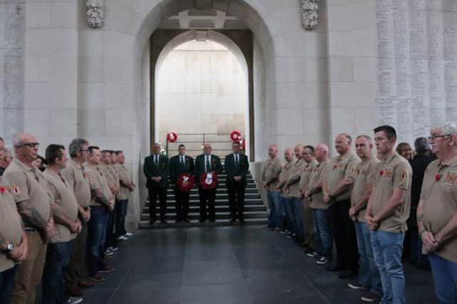 A guard of honour at the Menin Gate by Friends of the 36th Ulster Division Carrickfergus Association. INCT 42-798-CON