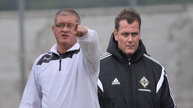 Lisburn Distillery manager Tommy Kincaid (left) and special guest speaker Jim Magilton. Pictures - David Hunter