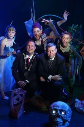 The Mayor of Lisburn Councillor Andrew Ewing and Councillor Paul Porter launch the Hallowe'en celebrations. Picture by Brian Thompson/Presseye