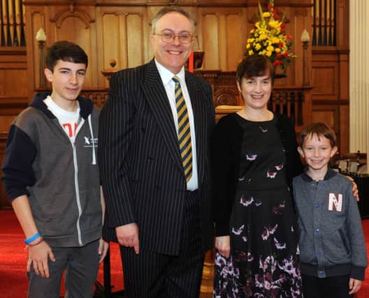 Stephen Johnston (Guest Preacher) pictured with his wife Fiona and their children Andrew and James at the Harvest Thanksgiving Service in Railway Street Presbyterian Church on Sunday morning 12th October.  Stephen is currently taking part in the Presbyterian Church in Ireland Accredited Training Scheme.