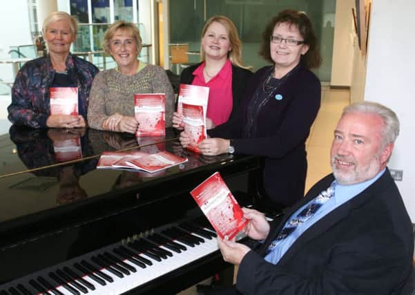 Alan Forster, Delia Close, Hazel Bonar, Angela Morrow and Mairead Richards launching the Ballymena Festival 2015 Syllabus. INBT43-200AC