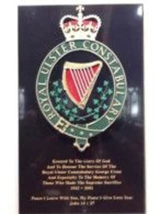 The memorial plaque to the RUC.