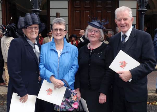 Cllr Evelyn Robinson, with Ballymena Councillor Beth Clyde, Mrs Jeanette Mills and Ballymena Alderman Maurice Mills pictured at Sunday's  Memorial Service of Thanksgiving for the Life and Ministry of the Rev and Rt. Hon. The Lord Bannside at the Ulster Hall, Belfast.