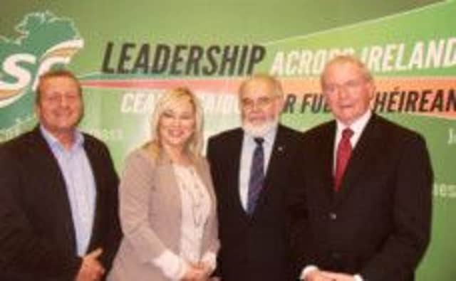 Mid Ulster MP Francie Molloy with Deputy First Minister Martin McGuinness and MLA's.