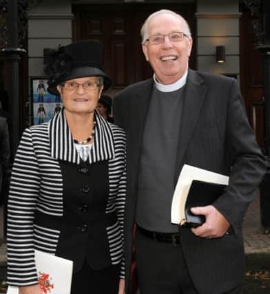 Rev Dr Fred Greenfield (Minister of Dunmurry Free Presbyterian Church) pictured with his wife Jean at a Memorial Service of Thanksgiving for the Life and Ministry of the Rev and Rt. Hon. The Lord Bannside at the Ulster Hall, Belfast on Sunday 19th October.