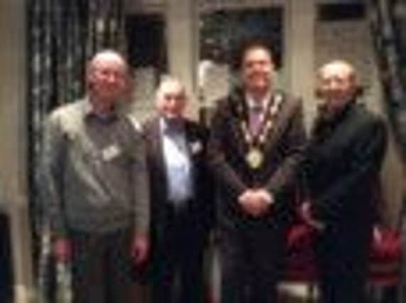 Keith Nickels, Harold Giboney, Mayor Andrew Ewing, Brian Agnew at the new Foodbank in Moira.