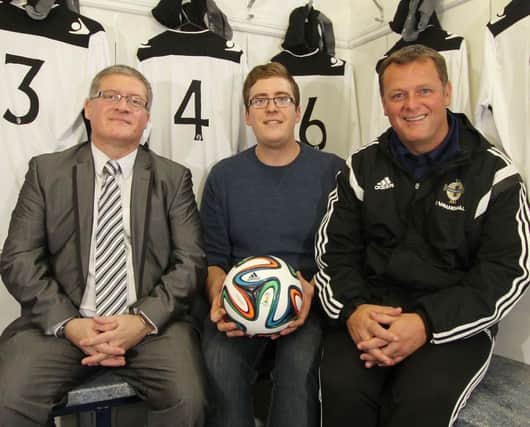 The Distillery Supporters' Trust (DST) held another "Meet the Manager" lunch on Saturday. Pictured alongside Whites boss Tommy Kincaid (left) and Michael Bell (DST chairman -centre) is IFA Elite Performance Director, former Northenr Ireland International and Distillery player, Jim Magilton. Picture - David Hunter.