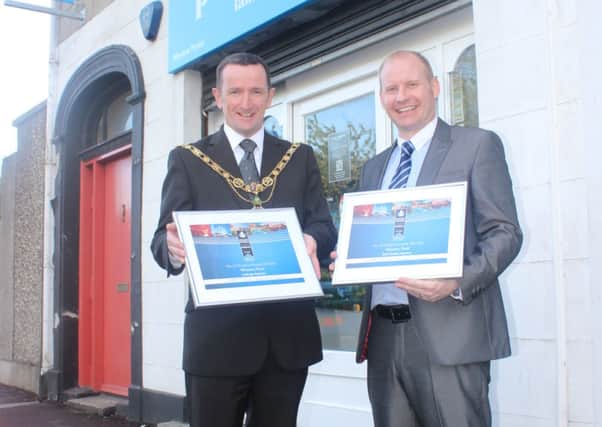 Peter Doherty with Coleraine mayor, councillor George Duddy.
