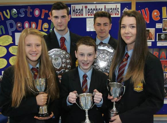 Jessica McKee, Junior Netball Cup,  Perry Sloan, Carrickfergus RFC Trophy,  Kylan McCleary, Rugby Shield,  Amy Wilson,  Most Improved Hockey Player and Jonathan Donald, Badminton Trophy. INCT 44-791-CON PRIZE