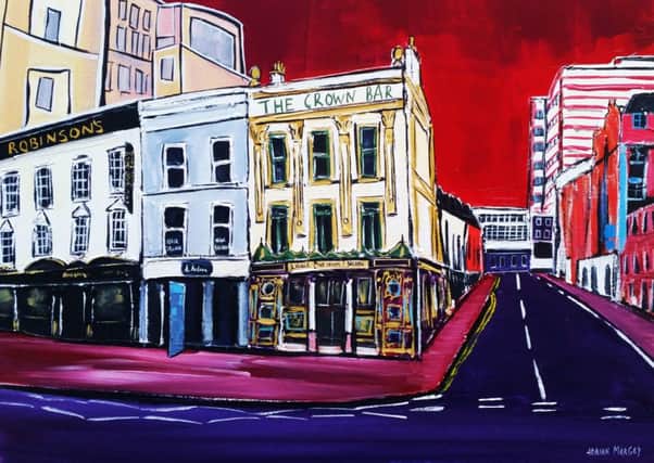 Adrian Margey's painting of Belfast's famous bars