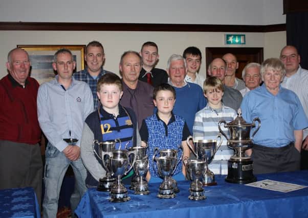 The officials and prize winners of Cullybackey HPS attending the annual dinner in the Adair Arms Hotel.