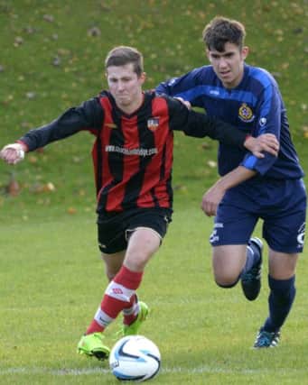 Banbridge AFC in action in their 4-1 defeat to Rectory Rangers on Saturday. Paul Byrne Photography INBL1443-255PB