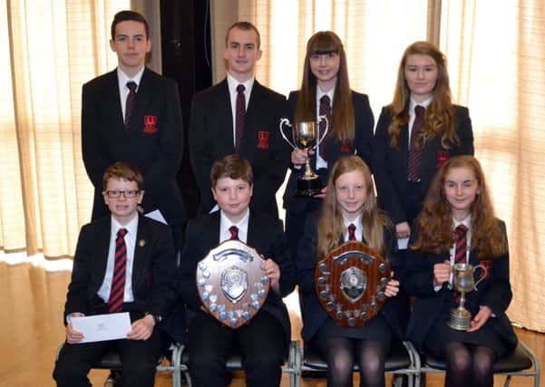 Ballymena Academy year 8-11 form prize winners.