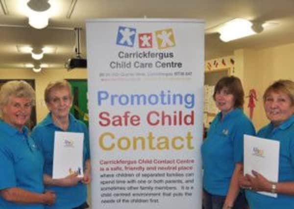 Carrickfergus Child Contact Centre volunteers Noreen, Liz (co-ordinator), Anne, and Daryl.  INCT 45-720-CON