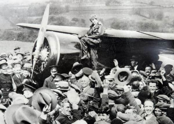 Amelia Earhart landing in 1932. (2408C08)