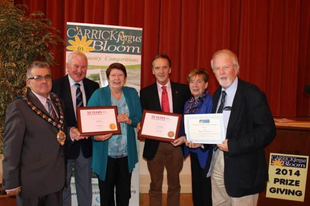 Brighter Whitehead was the winner of the Best Kept Community Planting Scheme, inlcuded are the Mayor, Alderman Charles Johnston, Councillor Isobel Day and Alderman May Beattie. INCT 45-799-CON BRIGHT