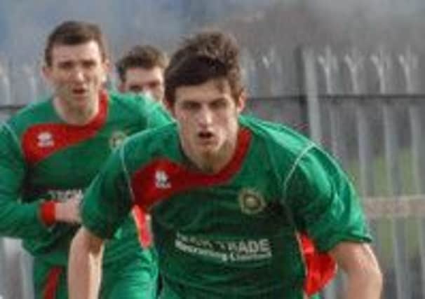 Lee Thompson netted Larne Tech's first goal on Saturday