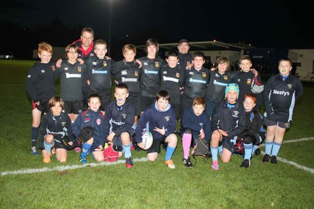 Boys from Ballymena and Ballymoney who took part in a mini rugby tournament at Coleraine Rugby Club under floodlights last Friday night.