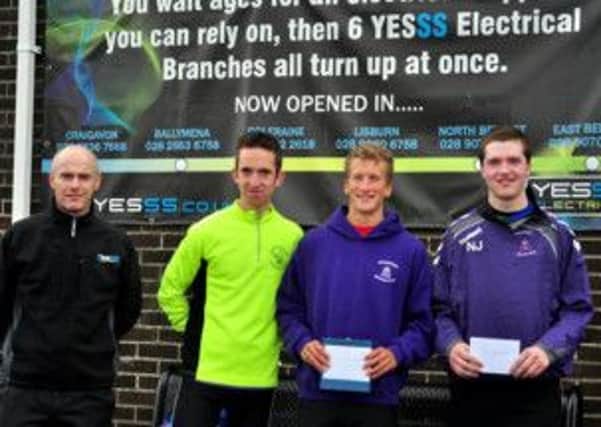 Rodney Lockhart (YESSS Electrical) sponsor, Scott Rankin (Foyle Valley) 2nd, Richie Nicholls (Springwell) 1st and Neil Johnston (Springwell) 3rd.