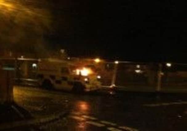 A PSNI jeep which was hit in Creggan last night during a period of rioting in Creggan Heights.