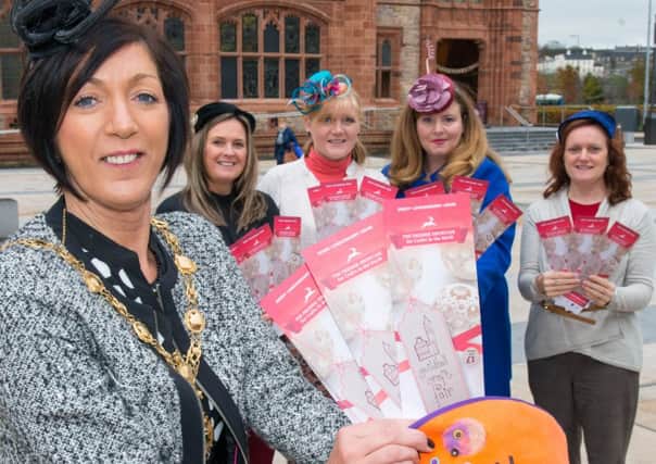 The Mayor Brenda Stevenson pictured at the launch of the annual Guildhall Craft Fair which is taking place from Friday to Sunday, November 14-16.
Included are from left, Elaine Griffin, Tourism Project Officer, Milner Audrey Doherty, Mary Blake, Head of Tourism Development at Derry City Council, Deirdre Harte, Craft Development Officer, Derry City Council. Details of the event are available at www.festivetime.com.