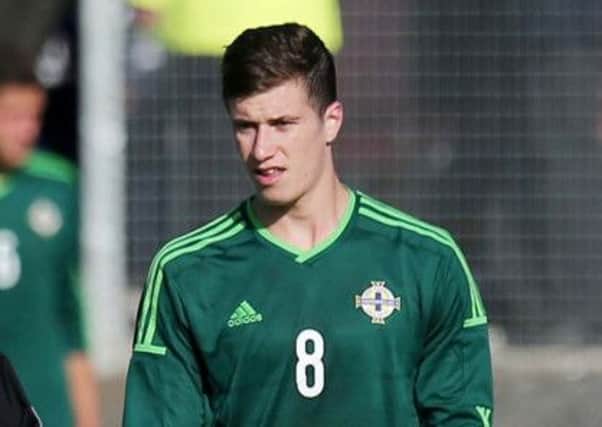 Ballyclare's Paddy McNair, seen here playing for Northern Ireland Under-21s. Photo: Presseye