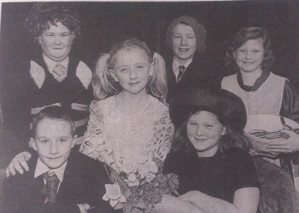 Downshire School's theatre drama group who dressed up for parents' evening in November 1997.  INCT 46-731-CON