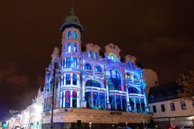 Austins Department Store illuminated during Lumiere Derry~Londonderry