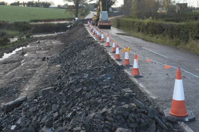 The Dromore to Lurgan road just past Thornyford Bridge remains closed while the road is repaired following flood damage© Paul Byrne Photography INBL1446-264PB