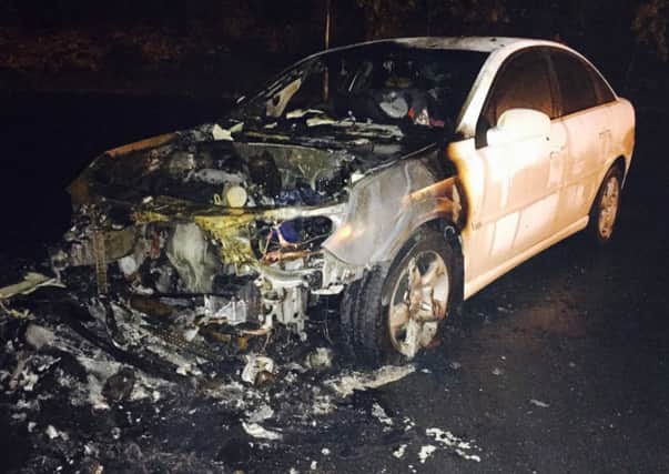 Burnt-out car in Dungannon