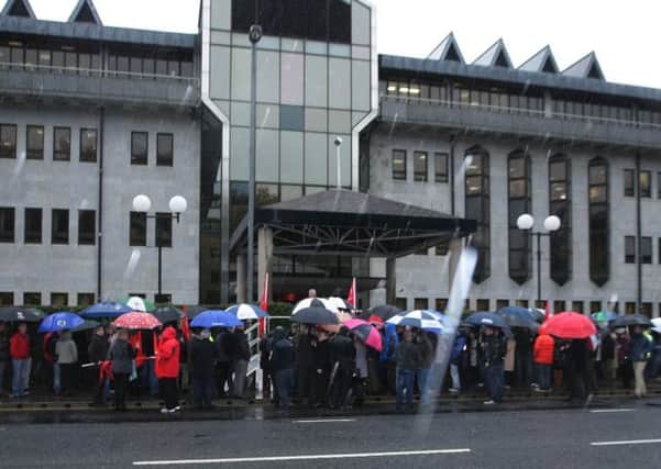 A protest over threats against Derry City Council staff. DER4614MC072