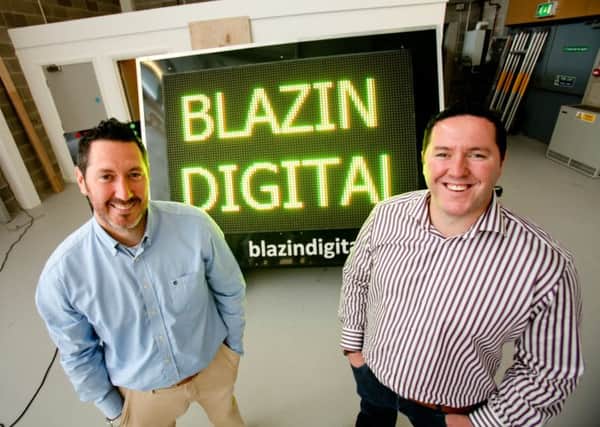 Andrew and Michael Fairfowl, directors of Blazin Digital, which is the latest company to move into Willowbank Business Centre.  INLT 47-678-CON
